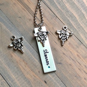 CVT Necklace, Vet Tech Graduation, Certified Veterinary Technician Necklace with Inset Birthstone and Name, Gift for Vet Tech, Licensed