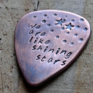 CUSTOM GUITAR Pick-Shining Stars-Handstamped Copper-Great Gift for Fathers Day, Husband, Boyfriend, Dad, Groomsmen image 3