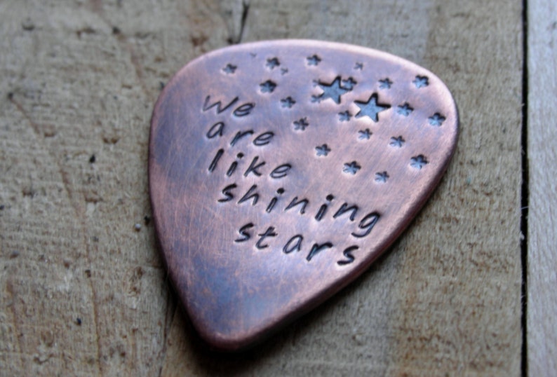 CUSTOM GUITAR Pick-Shining Stars-Handstamped Copper-Great Gift for Fathers Day, Husband, Boyfriend, Dad, Groomsmen image 3