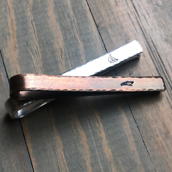 Tie Bar for Boater - Father's Day Tie Clip-Tie Bar with Sail Boat - Tie Bar with Motor Boat - Personalized Tie Clip - Gift for Dad-Tie Tack