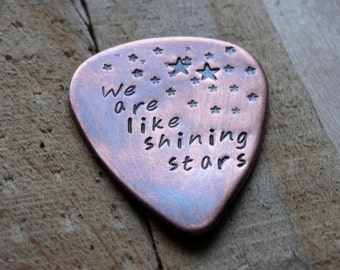CUSTOM  GUITAR Pick-Shining Stars-Handstamped Copper-Great Gift for Fathers Day, Husband, Boyfriend, Dad, Groomsmen