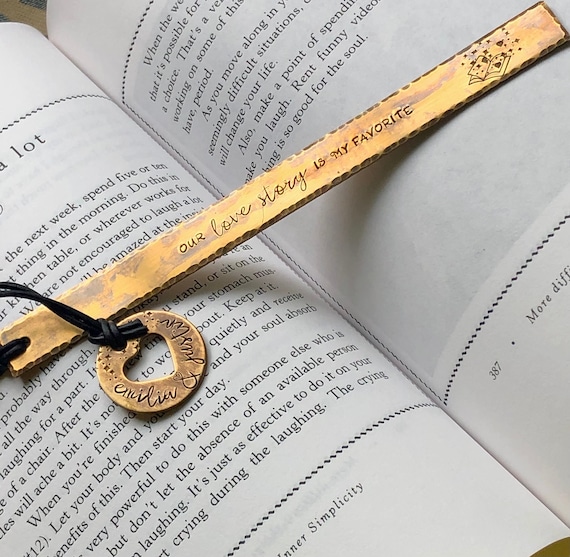 Bronze Anniversary Bookmark, Copper for 7th Anniversary, 8th Anniversary Bronze Bookmark, Gift for Book Lover, Personalized Anniversary Gift