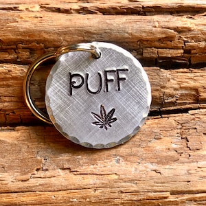Cannabis Pet ID Tag, Dog Tag with Weed, Personalized Dog Tag with Pot Plant, Hemp Pet Tag, 2 Sizes