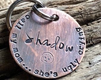 Dog ID Tag, personalized dog tag, call my mom, ugly crying dog tag, puppy tag, pet tag, dog tags for dogs