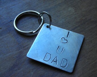 I Love You Dad-Custom Handstamped Personalized Keychain for Father's Day-Christmas Gift for Dad-Gift for Father