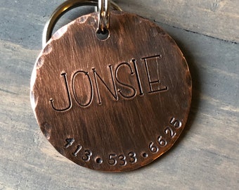 Name Tag for Dog, Hand Stamped Pet ID Tag, Simple Retro Dog Tag, Personalized Dog Tag for Dog, Rustic Dog Tag,  Dog Tag