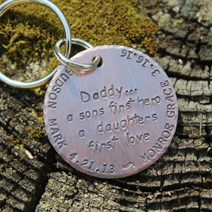 Handstamped Personalized Keychain for Daddy, Keychain for Dad, Birthday gift for dad,Christmas Gift for Father, Father&#39;s Day gift for Dad