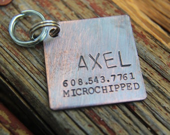 Dog ID Tag, The Axel, Hand Stamped Dog Tag, Custom Pet ID