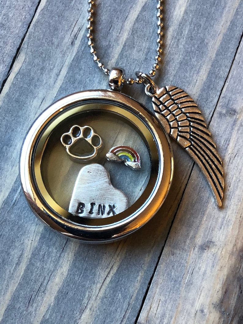 Pet Loss Necklace Pet Memorial Gift Glass Floating Locket Etsy