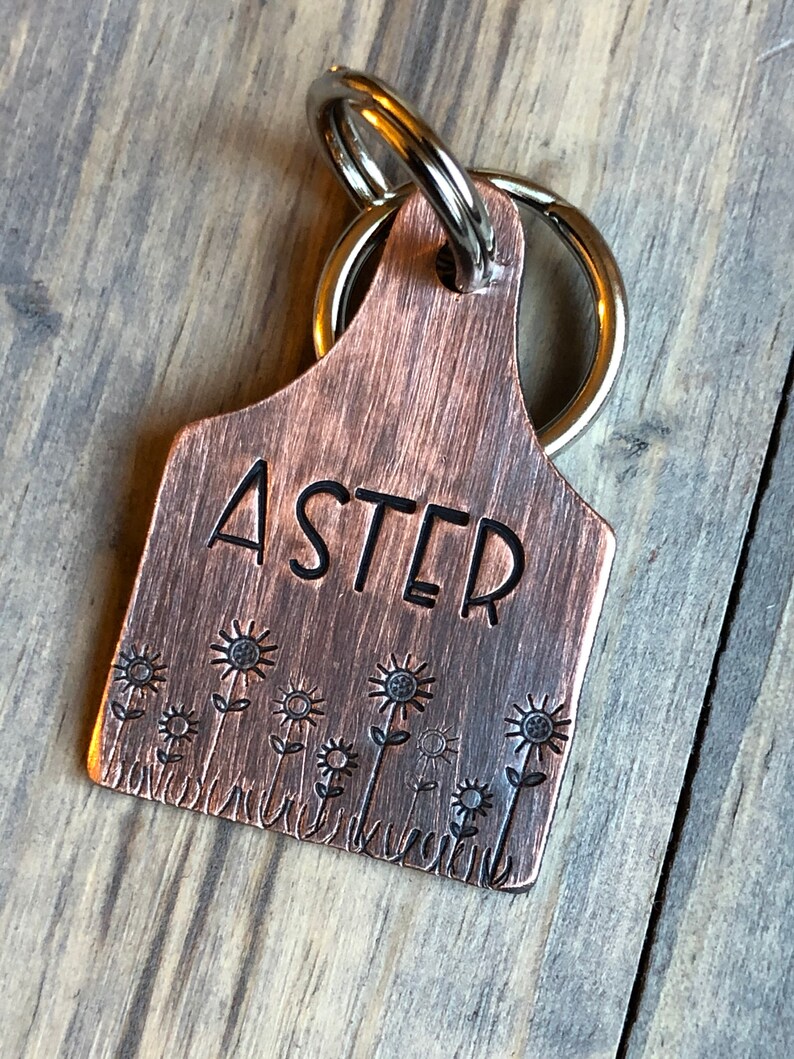 Cattle Tag Pet ID Dog Collar Tag Hand Stamped Pet ID Etsy
