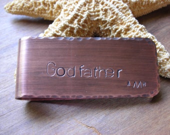 Money Clip For Godfather -Men's Personalized Money Clip in Copper-Fathers Day Gift Godfather-Christmas Gift for Godfather