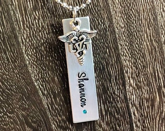 LVT Necklace, Vet Tech Graduation, Licensed Veterinary Technician Necklace with Inset Birthstone and Name, Gift for Vet Tech, Certified