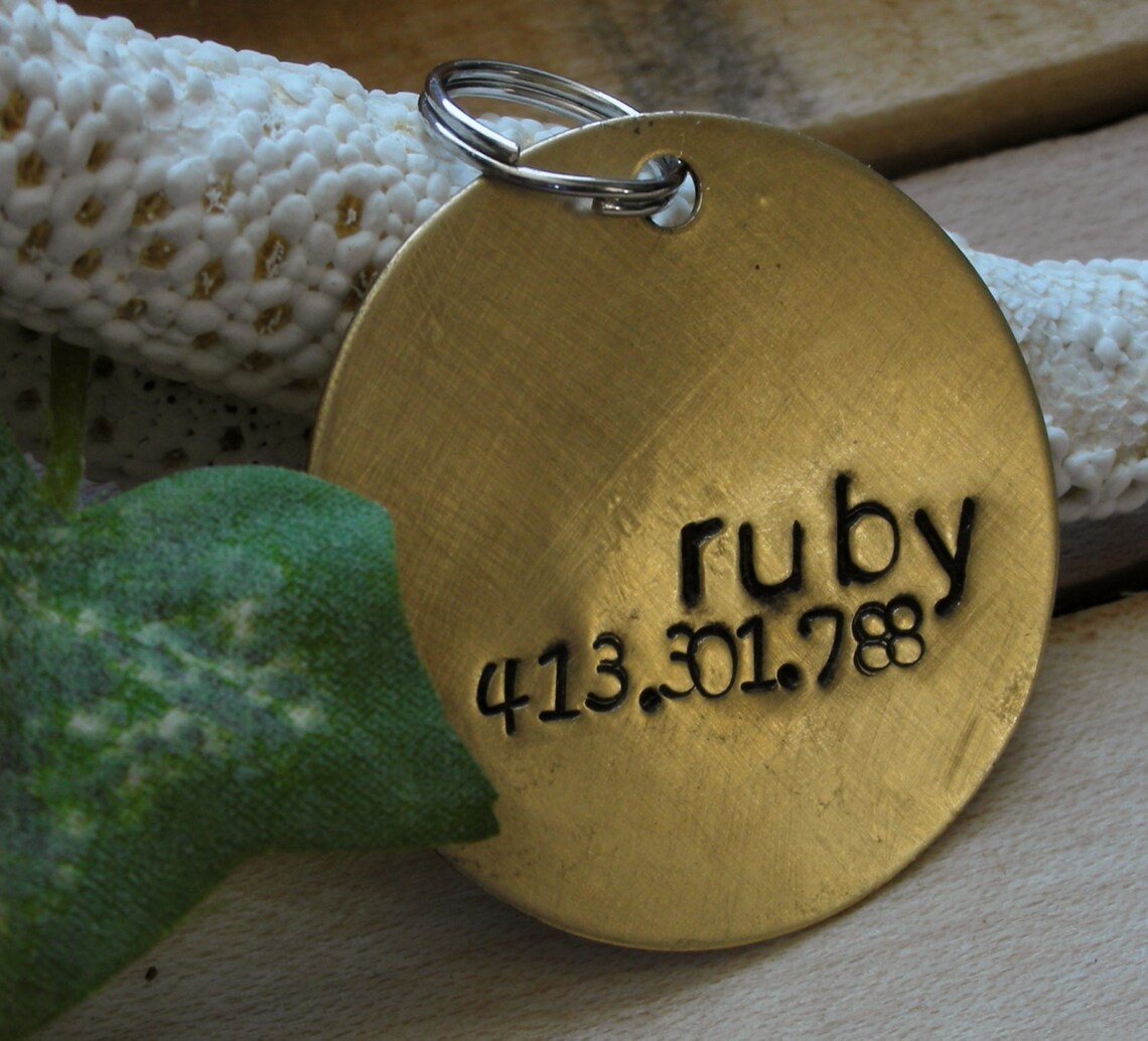 Custom Handstamped Dog/pet ID Tagthe Ruby Etsy