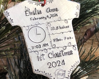 Personalized Baby's First Christmas Ornament - 1st Christmas Ornament with Baby Stats, Customized Birth Announcement Keepsake, Gift for Baby