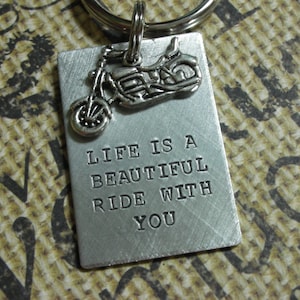 Motorcycle Keychain--Life Is A Beautiful Ride With You- Valentine's Day Gift-Father Birthday Gift-Gift for Dad