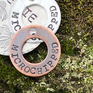 Microchipped Dog Tag, dog tag, microchip, pet tag, dog id tag, i&#39;m chipped, washer dog tag