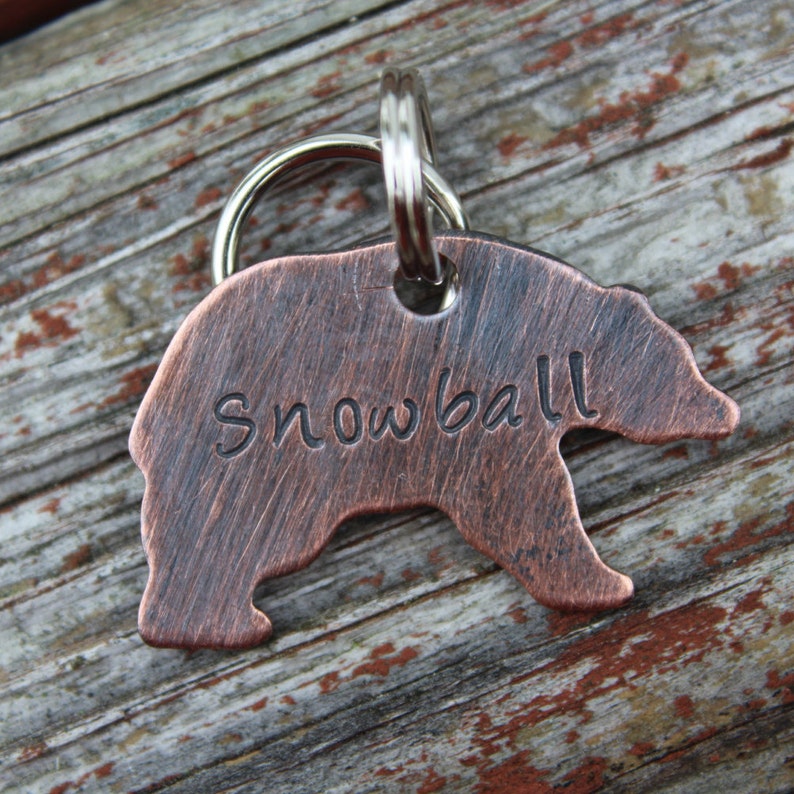 Custom Dog ID Tagbear Handstamped Pet Tag Tag for Small Etsy Canada