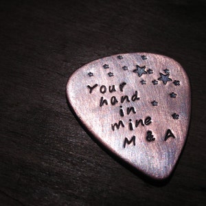 CUSTOM GUITAR Pick-Shining Stars-Handstamped Copper-Great Gift for Fathers Day, Husband, Boyfriend, Dad, Groomsmen image 2