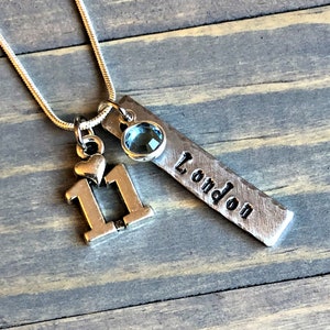 11th Birthday Necklace, Gift for Girl, Personalized Necklace, Birthstone Necklace, Gift for Girl&#39;s 11th birday, Turning 11, Add a Charm