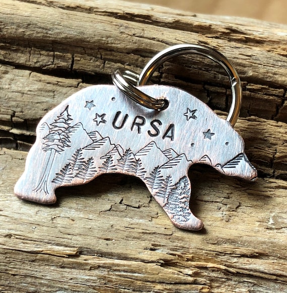Dog Tag for Dogs Dog Tags Ursa Bear Dog Tag Dog Tag with Mountains and Trees Bear Shaped Pet Tag