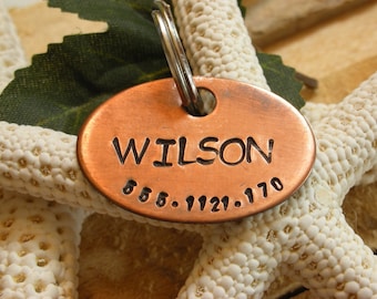 Copper Handstamped Pet ID Tag - The Wilson