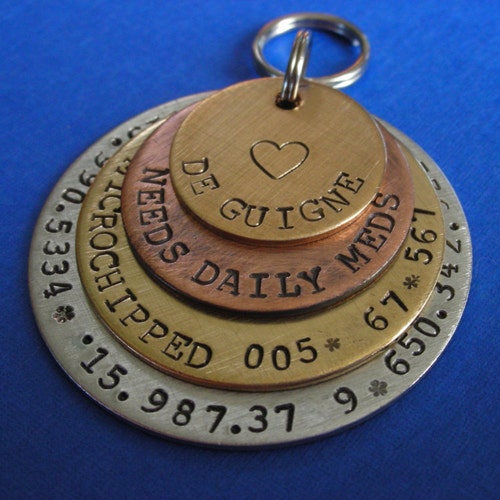 Custom Pet Idcustom Dog Tagthe Hunterhandstamped Layered Etsy