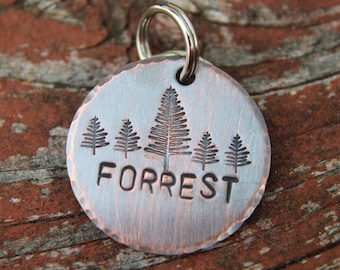 Custom Dog ID Tag-Forrest Handstamped Pet Tag- Tag for Small Medium Dog-Personalized Dog ID Tag-Pet Tag-Dog Tag-Tag for puppy