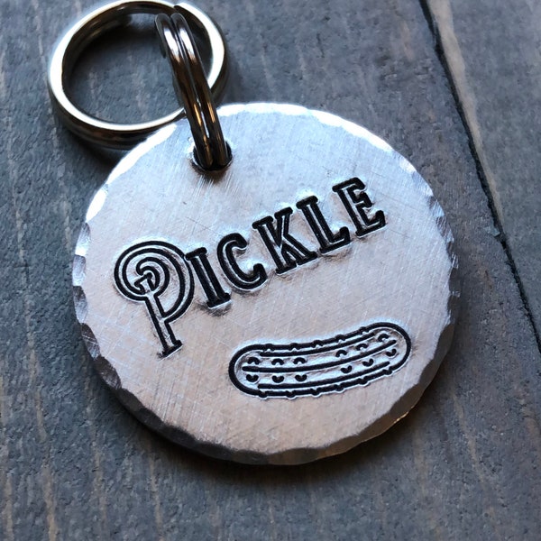 Pickle Name Tag for Dog, Custom Personalized Pet ID Tag, Personalized Dog Tag with Pickle, Cute Dog Tag, Gherkin Dog Tag, Dill Pickle