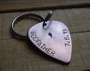 Godparent Guitar Pick Keychain-- Gift for Godfather-Gift for Godmother-Baptism-Christening