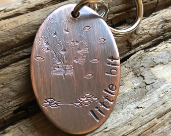 Custom ID Dog Tag, June Flowers, Hand Stamped Dog Tag, Tag for Dog, Tag with Wild Flowers, Copper Dog Tag, Pet ID, Identification Tag