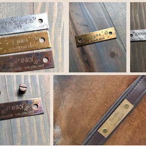 Custom Name Plate for Halter - Halter Tag - Rivet on Halter Tag - Personalized - Copper - Bronze - Aluminum