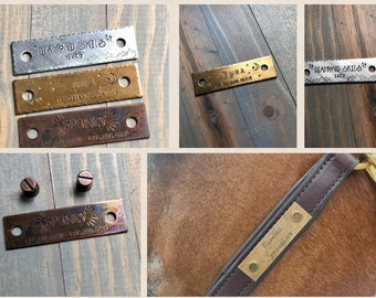 Custom Name Plate for Halter - Halter Tag - Rivet on Halter Tag - Personalized - Copper - Bronze - Aluminum
