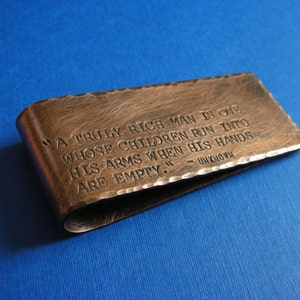 Men's Personalized Money Clip in Copper-Money Clip with Quote-Fathers Day Gift-Groomsmen Gift-Moneyclip for Dad