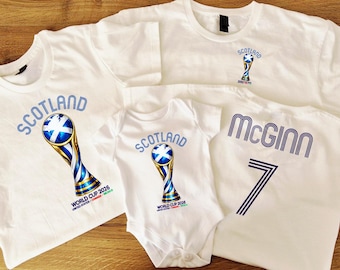 Personalised Scotland World Cup 2026 Tshirt Mens Ladys kids And Baby Sizes Available