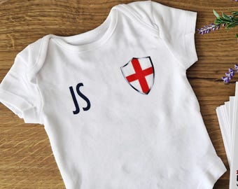 England Personalised Front And Back Kids Tshirt Babygrow/Romper.