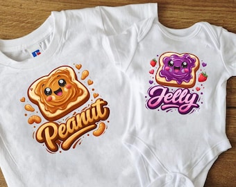 Peanut Butter and Jelly Matching Kids Tshirt/babygrow Set