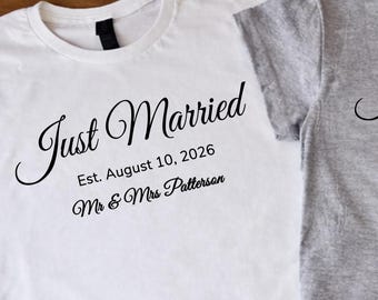 Just Married Personalised Matching T-Shirt Set