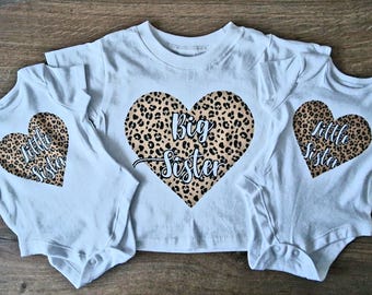 Leopard Print Matching Sister T-Shirt Set.