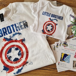Captain America Inspired Brother And Sister Matching Tshirt And Bodysuit Set image 1