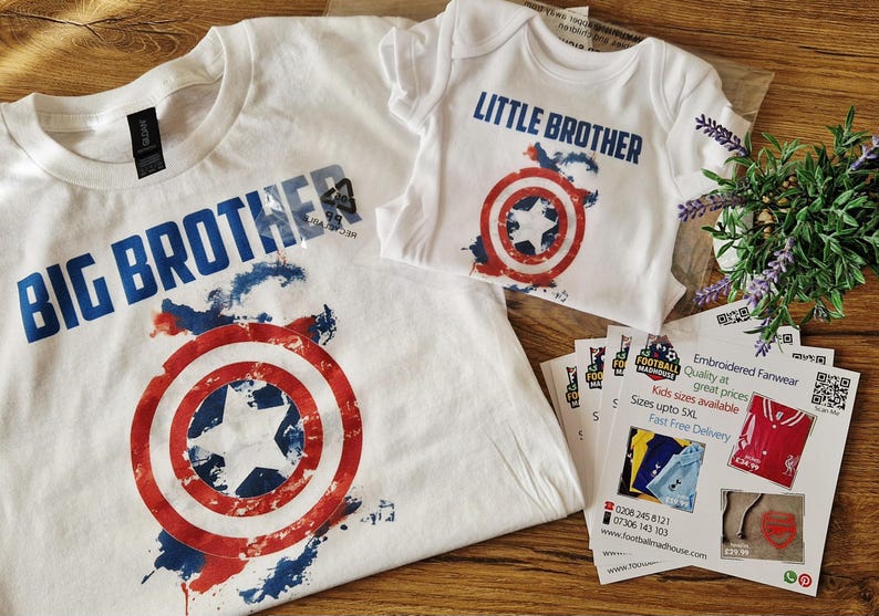 Captain America Inspired Brother And Sister Matching Tshirt And Bodysuit Set image 1