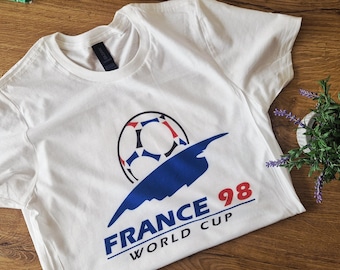 France 98 World Cup Logo T-shirt Classic Retro Football Brazil
