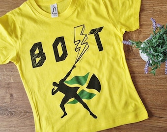 Usain Bolt Jamaica Mens Ladys and Kids T-Shirt