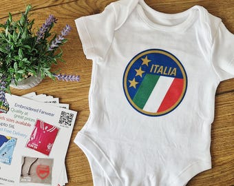 Italy Italia Personalised Football Bagde Available in Kids Tshirt and Baby bodygrow