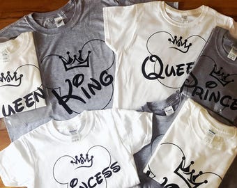 Family King Queen Princess Prince Disney Mickey Mouse Matching Inspired T-Shirt Set..
