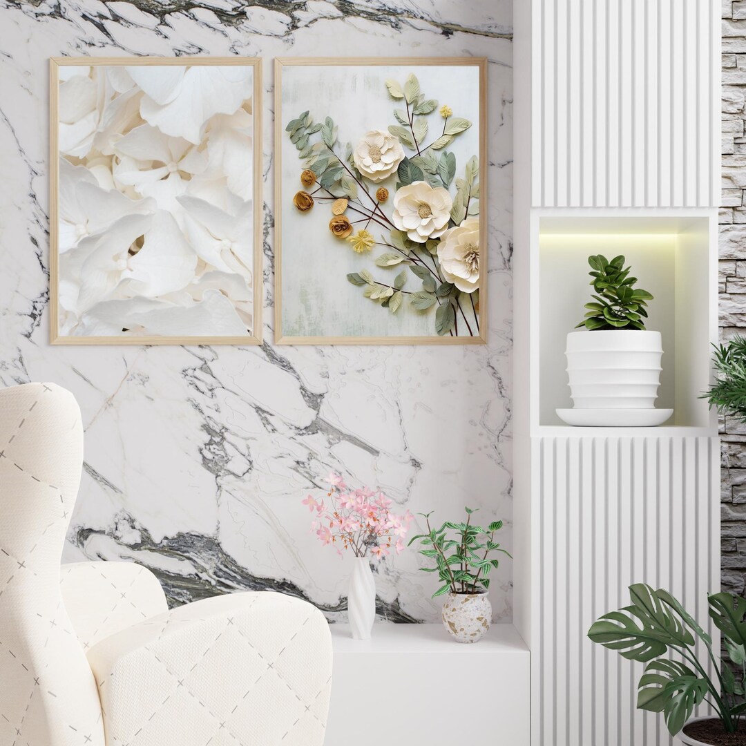 Printable Botanical Wall Art Set of 2 | Digital Floral Prints for ...