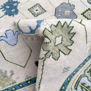 Oushak Rug Hand Knotted 8x10, 9x12, 10x14, Wool Traditional And Vintage Antique Oushak Wool Area Rug For Living Room Rug