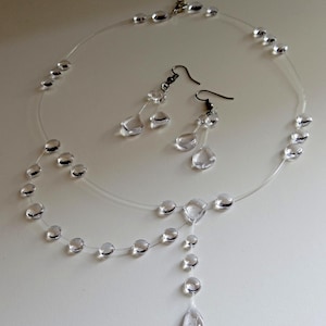 Handmade Rain Jewelry Set , Water Drop Necklace,  Transparent Earrings, Resin Jewelry set ,Minimalist Drops Necklace, Wedding Jewelry