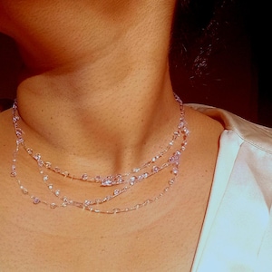 Handgjort regndroppehalsband, daggdroppehänge, osynligt halsband, enkelt chokerhalsband