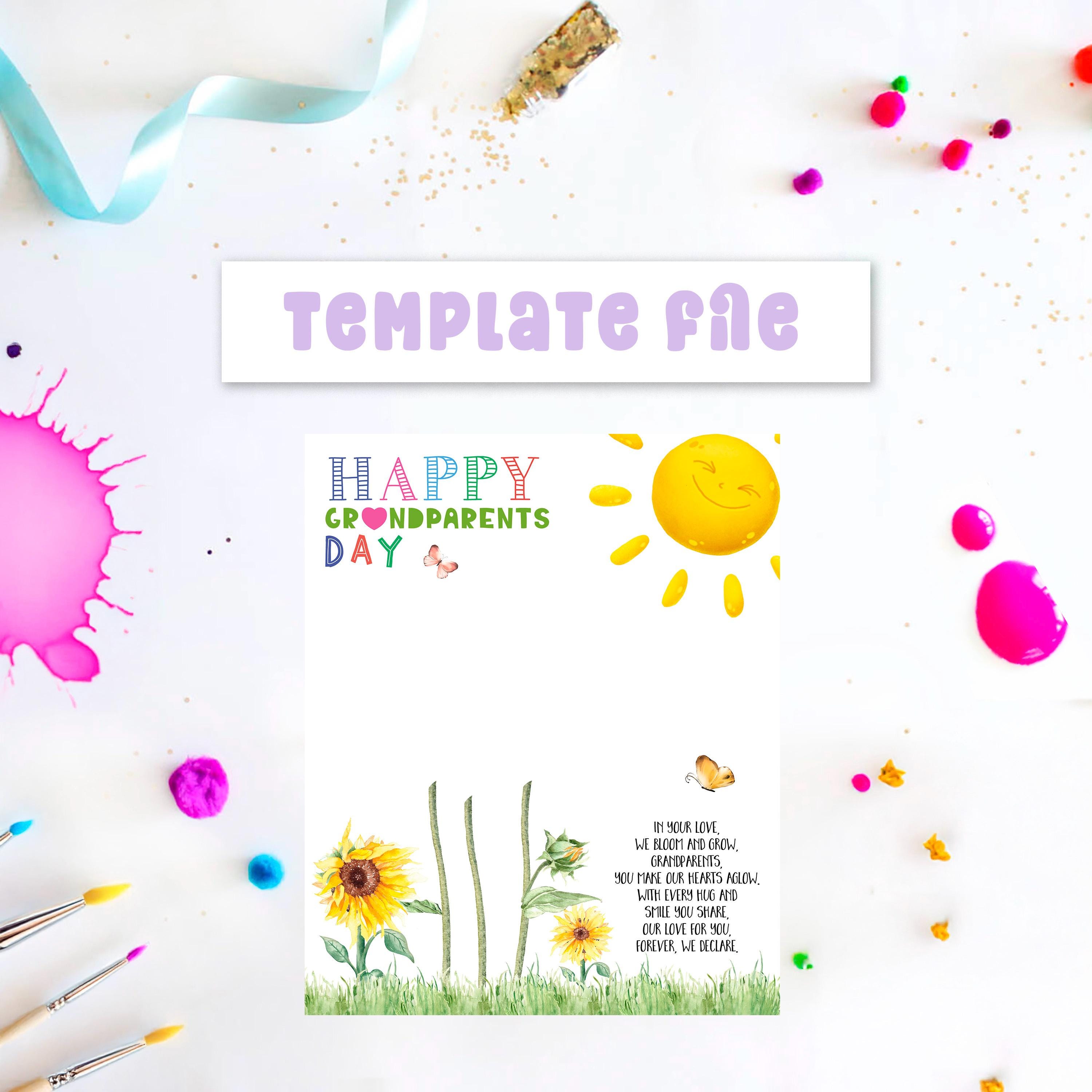 Grandparents Day Handprint Template: Sunflower Poem Printable for Kids ...