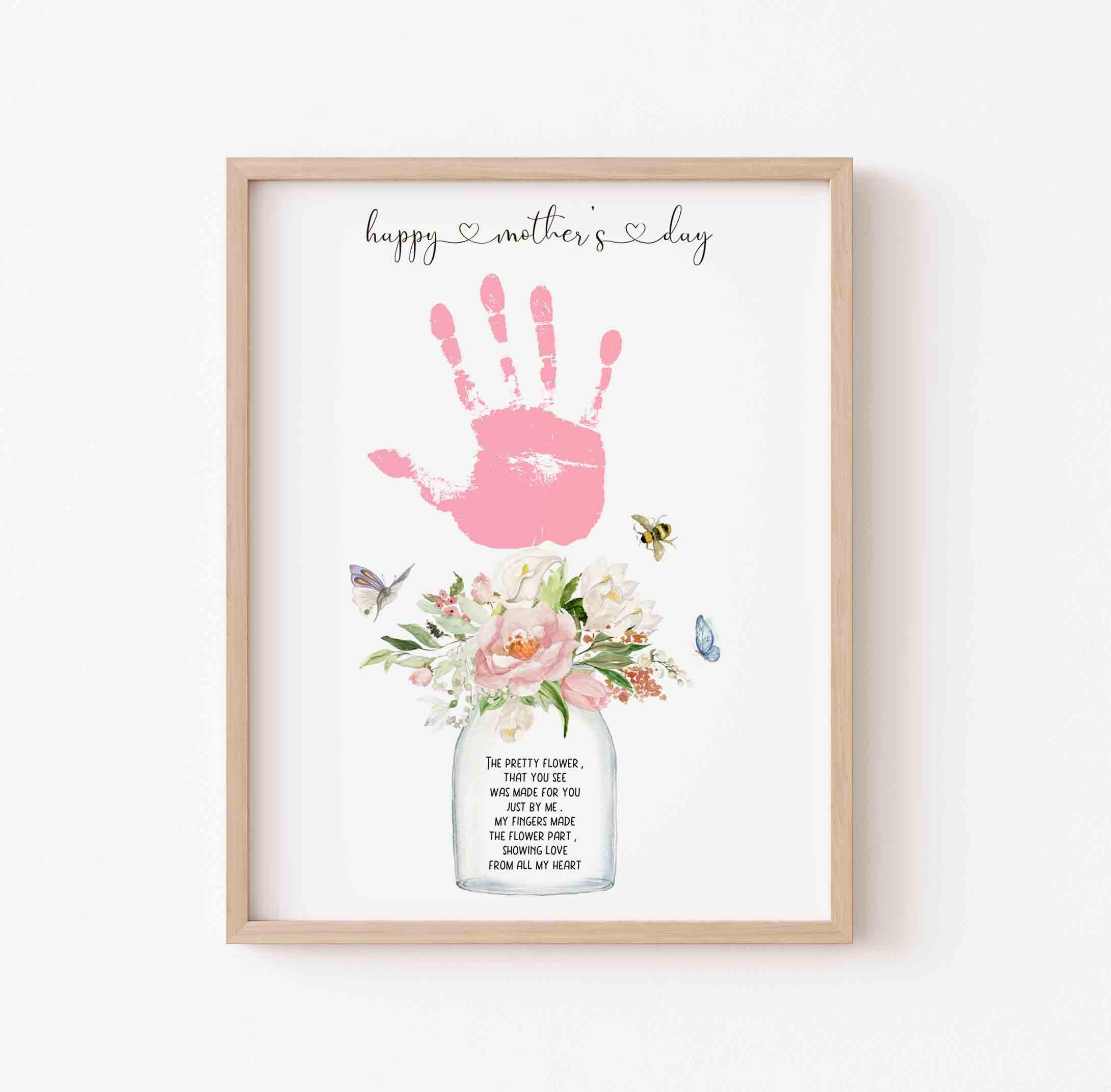 Handprint Flower Craft: Happy Mothers Day Poem Printable, Kids Hand Art ...